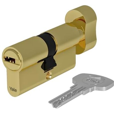 Yale Cilindro de cerradura serie 1000, 40/40 mm, latón pulido, alta seguridad, con 4 llaves para puertas de casa y apartamentos Yale Cilindro de cerradura serie 1000, 40/40 mm, latón pulido, alta seguridad, con 4 llaves para puertas de casa y apartamentos
