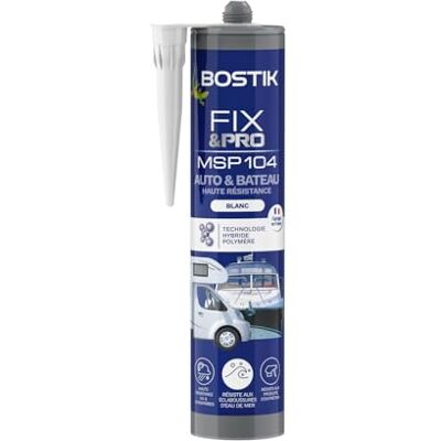 Bostik FIX&PRO MSP 104 Blanco 290 ml Sellador de pegamento y sello para automóviles – Barco – Camping Car – Todos los materiales – Resistente a los rayos UV Bostik FIX&PRO MSP 104 Blanco 290 ml Sellador de pegamento y sello para automóviles – Barco – Camping Car – Todos los materiales – Resistente a los rayos UV