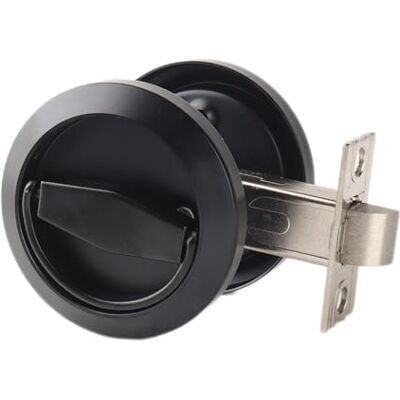 Dixiao Cerradura de puerta empotrada redonda de acero inoxidable 304, color negro, cerradura de perilla de puerta empotrada oculta, manijas de puerta empotradas, manija de puerta de bolsillo sin llaves Dixiao Cerradura de puerta empotrada redonda de acero inoxidable 304, color negro, cerradura de perilla de puerta empotrada oculta, manijas de puerta empotradas, manija de puerta de bolsillo sin llaves