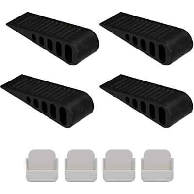 Relaxdays Tope, Set de 4, Cuña Puertas Autoadhesiva, Antideslizante, Sujetapuertas Suelo, 3 x 5 x 13,5 cm, Negro, 4 Unidades Relaxdays Tope, Set de 4, Cuña Puertas Autoadhesiva, Antideslizante, Sujetapuertas Suelo, 3 x 5 x 13,5 cm, Negro, 4 Unidades