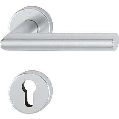 HOPPE Juego de manijas con rosetas amsterdam pz anodizado perfil cilindro, plata, HOPPE Juego de manijas con rosetas amsterdam pz anodizado perfil cilindro, plata,