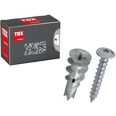 TOX Spiral Plus + S, Taco de 32 mm con Tornillo de Cabeza Plana Incluido, PZ2, Dos Capas sin taladrado previo, Placa de Fibra de Yeso, 25 Unidades en Caja, , Blanco TOX Spiral Plus + S, Taco de 32 mm con Tornillo de Cabeza Plana Incluido, PZ2, Dos Capas sin taladrado previo, Placa de Fibra de Yeso, 25 Unidades en Caja, , Blanco