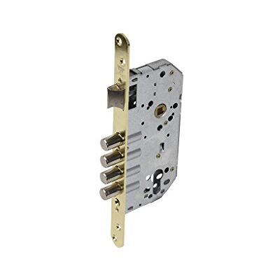Cofan Cerradura de embutir Para puertas de madera Con 4 bulones Medidas de 50 mm Frente redondo y cuadrado en color níquel y latón Leva larga Cofan Cerradura de embutir Para puertas de madera Con 4 bulones Medidas de 50 mm Frente redondo y cuadrado en color níquel y latón Leva larga