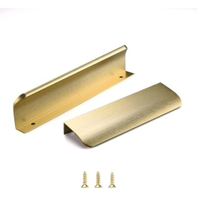 Satanga Paquete de 5 tiradores de dedo para gabinetes de cocina, de aluminio oculto, plano, barra oculta, tiradores de cajón, fáciles de instalar, 120 mm de longitud total, latón cepillado Satanga Paquete de 5 tiradores de dedo para gabinetes de cocina, de aluminio oculto, plano, barra oculta, tiradores de cajón, fáciles de instalar, 120 mm de longitud total, latón cepillado