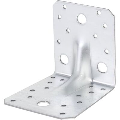Alberts Conectores angulares para cargas pesadas con reborde, galvanizado, 105 x 105 x 90 mm, 24 unidades Alberts Conectores angulares para cargas pesadas con reborde, galvanizado, 105 x 105 x 90 mm, 24 unidades