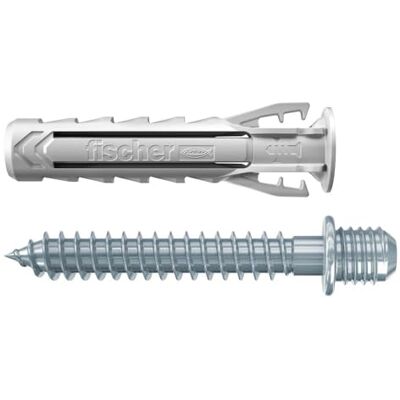 fischer Tacos SX Plus 6 DV con doble tornillo para collares, ideal para tubos y cables, incluye 100 tornillos y 100 tacos, fischer Tacos SX Plus 6 DV con doble tornillo para collares, ideal para tubos y cables, incluye 100 tornillos y 100 tacos,