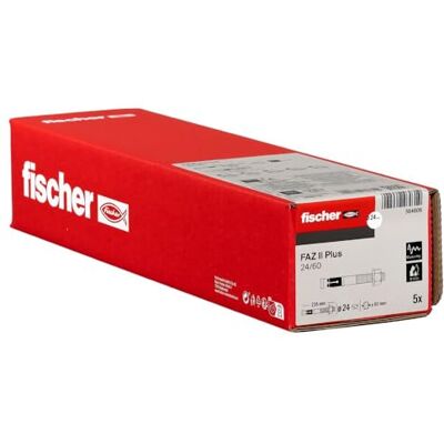 fischer Anclaje de perno FAZ II Plus 24/60 gvz, anclaje de carga pesada con alta capacidad de carga, pernos de anclaje para fijaciones de cargas pesadas y estructuras de acero, aprobación sísmica y fischer Anclaje de perno FAZ II Plus 24/60 gvz, anclaje de carga pesada con alta capacidad de carga, pernos de anclaje para fijaciones de cargas pesadas y estructuras de acero, aprobación sísmica y