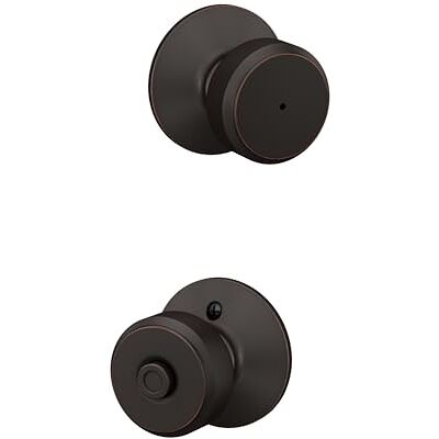 SCHLAGE F40 BWE 716 Bowery Pomo de bloqueo de privacidad, bronce envejecido SCHLAGE F40 BWE 716 Bowery Pomo de bloqueo de privacidad, bronce envejecido