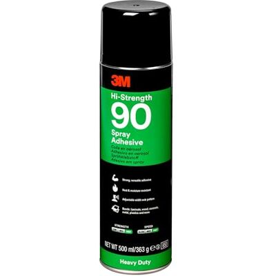 3M Spray Adhesivo 90 Alta resistencia, 500 ml, 1 lata, 1 unidad 3M Spray Adhesivo 90 Alta resistencia, 500 ml, 1 lata, 1 unidad