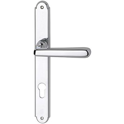 HOPPE Grundmann Alt-Wien PZ 88 Picaporte de seguridad en placa larga PZ 88, pomo de puerta Önorm, latón cromado, plata HOPPE Grundmann Alt-Wien PZ 88 Picaporte de seguridad en placa larga PZ 88, pomo de puerta Önorm, latón cromado, plata