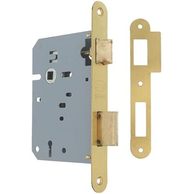 Amig Cerradura de Embutir Entrada: 60 mm Distancia entre nuecas: 68 mm- Cerradura para Puertas de Madera Con Llave de Gorja en Canto Cuadrado Llave en Bruto Latón Mate Amig Cerradura de Embutir Entrada: 60 mm Distancia entre nuecas: 68 mm- Cerradura para Puertas de Madera Con Llave de Gorja en Canto Cuadrado Llave en Bruto Latón Mate