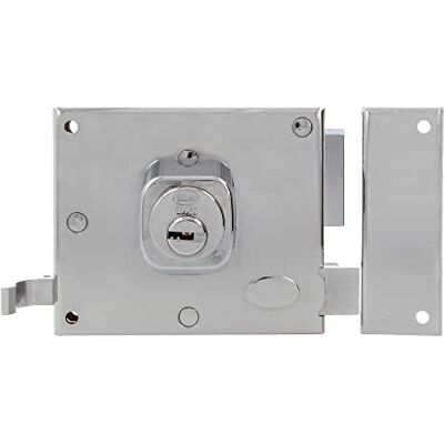 Amig Cerradura de Sobreponer de Derecha con Palanca de Cierre, Lengüeta y Tirador para Puertas de Madera Mod. -100 x 85 mm Pestillo Con Cilindro Redondo Acero Cromado Brillo Amig Cerradura de Sobreponer de Derecha con Palanca de Cierre, Lengüeta y Tirador para Puertas de Madera Mod. -100 x 85 mm Pestillo Con Cilindro Redondo Acero Cromado Brillo