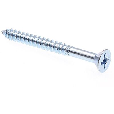 PRiME Tornillo para madera, cabeza plana Phillips, 14 x 2-1/2 pulgadas, acero chapado en zinc, paquete de 100 PRiME Tornillo para madera, cabeza plana Phillips, 14 x 2-1/2 pulgadas, acero chapado en zinc, paquete de 100