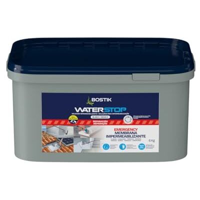 Bostik Waterstop Impermeabilizante de Reparación Blanco Estanqueidad Inmediata, Superficies Húmedas o Secas, sin Imprimación, Multimaterial, Fácil de Aplicar, Interior y Exterior, Bote 6 kg Bostik Waterstop Impermeabilizante de Reparación Blanco Estanqueidad Inmediata, Superficies Húmedas o Secas, sin Imprimación, Multimaterial, Fácil de Aplicar, Interior y Exterior, Bote 6 kg