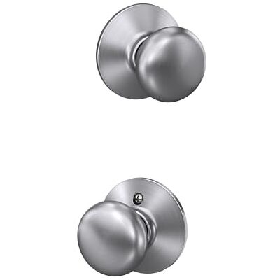 SCHLAGE Plymouth F10 Juego de cerradura de puerta redonda de 4 vías, sin llave, sólido, cromo satinado, 1 paquete SCHLAGE Plymouth F10 Juego de cerradura de puerta redonda de 4 vías, sin llave, sólido, cromo satinado, 1 paquete