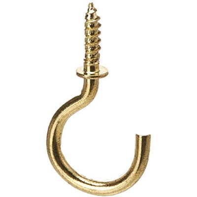 Hillman Hardware Essentials Gancho de latón macizo de 7/8 pulgadas, acabado de latón, paquete de 100 Hillman Hardware Essentials Gancho de latón macizo de 7/8 pulgadas, acabado de latón, paquete de 100