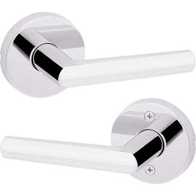 Kwikset Milan Manija de puerta de paso interior, palanca para puertas de armario y pasillo, manija reversible sin bloqueo, cromo pulido Kwikset Milan Manija de puerta de paso interior, palanca para puertas de armario y pasillo, manija reversible sin bloqueo, cromo pulido