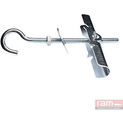 RAM CHEVILLES ET FIXATIONS Tobillera con gancho, 5 x 70 mm, 30 mm, pared maxi, gris, caja de 10 RAM CHEVILLES ET FIXATIONS Tobillera con gancho, 5 x 70 mm, 30 mm, pared maxi, gris, caja de 10