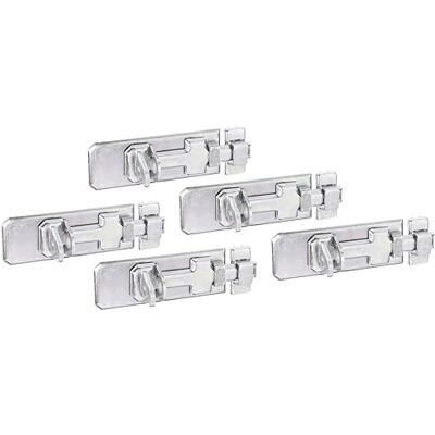 Alberts Cerrojo porta-candados de seguridad, Con maneta plana y cerradero fijado, Galvanizado, pasivado con capa gruesa, Pletina 140 x 55 mm, Juego de 5 Alberts Cerrojo porta-candados de seguridad, Con maneta plana y cerradero fijado, Galvanizado, pasivado con capa gruesa, Pletina 140 x 55 mm, Juego de 5