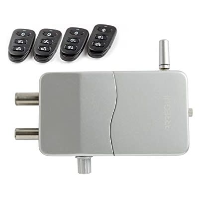 ARREGUI Cerradura de Seguridad Invisible para Puerta con Alarma Sonora 4 mandos a distancia Antirrobo, Anti Okupas Cerradura Electrónica Cerrojo Inalámbrico Interior plata ARREGUI Cerradura de Seguridad Invisible para Puerta con Alarma Sonora 4 mandos a distancia Antirrobo, Anti Okupas Cerradura Electrónica Cerrojo Inalámbrico Interior plata