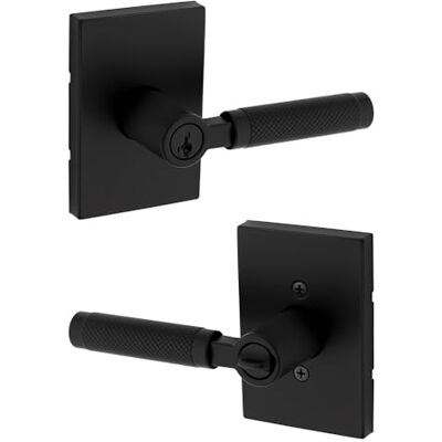 Kwikset Prava Manija de puerta de entrada con cerradura y llave, manija reversible con llave segura exterior, para entrada frontal y dormitorios, negro mate, resistente a las púas Smartkey Rekey Kwikset Prava Manija de puerta de entrada con cerradura y llave, manija reversible con llave segura exterior, para entrada frontal y dormitorios, negro mate, resistente a las púas Smartkey Rekey