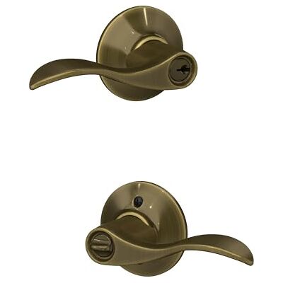SCHLAGE F51A Acc 609 Manija de entrada con llave Accent, latón antiguo Manija de puerta con llave con cerradura de botón giratorio, fácil de instalar, seguridad y durabilidad certificadas SCHLAGE F51A Acc 609 Manija de entrada con llave Accent, latón antiguo Manija de puerta con llave con cerradura de botón giratorio, fácil de instalar, seguridad y durabilidad certificadas