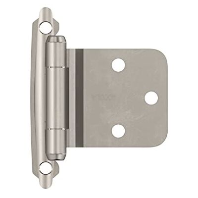 Amerock Bisagra de gabinete de montaje frontal biselado inverso, montaje frontal de superposición variable, níquel satinado, bisagra de puerta de armario de cocina, 1 par/2 unidades, Amerock Bisagra de gabinete de montaje frontal biselado inverso, montaje frontal de superposición variable, níquel satinado, bisagra de puerta de armario de cocina, 1 par/2 unidades,