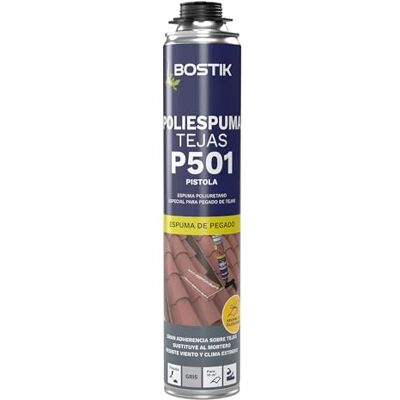 Bostik P501 POLIESPUMA TEJAS Gris para Pistola, Espuma Poliuretano de Pegado Expansiva, Gran Adherencia sobre Tejas, Relleno de Huecos en Tejados, Resiste Viento y Clima Extremo, Bote 750 ml Bostik P501 POLIESPUMA TEJAS Gris para Pistola, Espuma Poliuretano de Pegado Expansiva, Gran Adherencia sobre Tejas, Relleno de Huecos en Tejados, Resiste Viento y Clima Extremo, Bote 750 ml