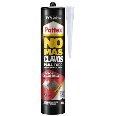 Pattex No Más Clavos Para Todo HighTack, adhesivo de montaje resistente a temperaturas extremas, pegamento fuerte en superficies húmedas, adhesivo blanco, 1 cartucho x 446 g Pattex No Más Clavos Para Todo HighTack, adhesivo de montaje resistente a temperaturas extremas, pegamento fuerte en superficies húmedas, adhesivo blanco, 1 cartucho x 446 g