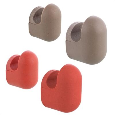 WAGNER hooks4home Ganchos de pared de diseño PILL 4pcs. set 51 x 32 x 37 mm & 76 x 47 x 55 mm, plástico orgánico reciclado, taupe/rojo coral Made in DE WAGNER hooks4home Ganchos de pared de diseño PILL 4pcs. set 51 x 32 x 37 mm & 76 x 47 x 55 mm, plástico orgánico reciclado, taupe/rojo coral Made in DE