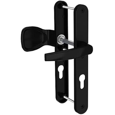 Bricard Conjunto de asas en placa Osmose 2. Muleta y aleta para puerta de entrada (para cilindro europeo). Negro mate Bricard Conjunto de asas en placa Osmose 2. Muleta y aleta para puerta de entrada (para cilindro europeo). Negro mate