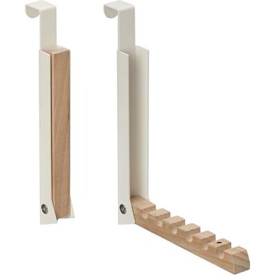 RELAXDAYS - Gancho de puerta plegable, 6 ganchos, metal y madera, beige - Percha RELAXDAYS - Gancho de puerta plegable, 6 ganchos, metal y madera, beige - Percha