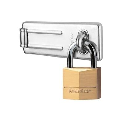 Master Lock Set de Portacandado y Candado con Llaves, Plateado, 89mm Master Lock Set de Portacandado y Candado con Llaves, Plateado, 89mm