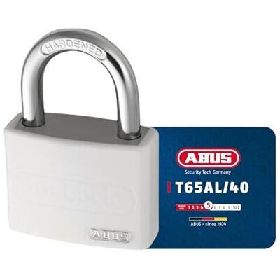ABUS Candado T65AL/40 myLOCK escribible candado para taquilla cuerpo de aluminio macizo nivel de seguridad 5 blanco ABUS Candado T65AL/40 myLOCK escribible candado para taquilla cuerpo de aluminio macizo nivel de seguridad 5 blanco