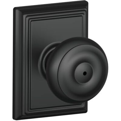 SCHLAGE Pomo de puerta georgiano con moldura Addison, cerradura de privacidad para dormitorio y baño, negro mate SCHLAGE Pomo de puerta georgiano con moldura Addison, cerradura de privacidad para dormitorio y baño, negro mate