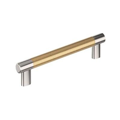 Amerock Esquire Tirador de gabinete de níquel pulido y bronce champán, 160 mm de centro a centro Amerock Esquire Tirador de gabinete de níquel pulido y bronce champán, 160 mm de centro a centro