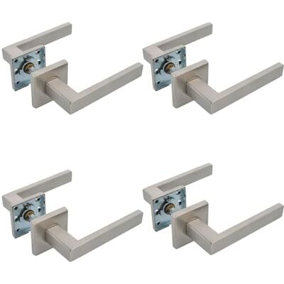Amig – Pack de 4 juegos de manillas con roseta para puertas interiores – Modelo – 54 x 54 mm – Cuadradillo de 8 mm – Diseño elegante y sencillo – Acero inoxidable acabado plata mate Amig – Pack de 4 juegos de manillas con roseta para puertas interiores – Modelo – 54 x 54 mm – Cuadradillo de 8 mm – Diseño elegante y sencillo – Acero inoxidable acabado plata mate