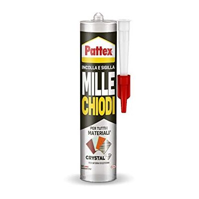 Pattex Mille Chiodi Crystal Adhesivo sellador óptimo para cristales y espejos, adhesivo de montaje de calidad, pegamento potente para muchos materiales, 1 cartucho de 290 g Pattex Mille Chiodi Crystal Adhesivo sellador óptimo para cristales y espejos, adhesivo de montaje de calidad, pegamento potente para muchos materiales, 1 cartucho de 290 g