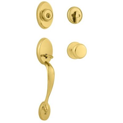 Kwikset Chelsea Juego de manija y cerrojo de seguridad para puerta delantera, juego de manijas de entrada exterior con perilla de puerta interior, latón pulido de por vida, cerrojo de seguridad Kwikset Chelsea Juego de manija y cerrojo de seguridad para puerta delantera, juego de manijas de entrada exterior con perilla de puerta interior, latón pulido de por vida, cerrojo de seguridad