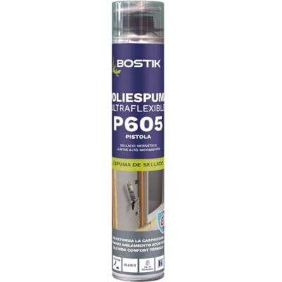 Bostik POLIESPUMA ULTRAFLEXIBLE P605 Blanco, Pistola, Espuma de Sellado, Juntas de Alto Movimiento, Sellado Hermético, Máximo Aislamiento Acústico, Elevado Confort Térmico, Bote 750 ml Bostik POLIESPUMA ULTRAFLEXIBLE P605 Blanco, Pistola, Espuma de Sellado, Juntas de Alto Movimiento, Sellado Hermético, Máximo Aislamiento Acústico, Elevado Confort Térmico, Bote 750 ml