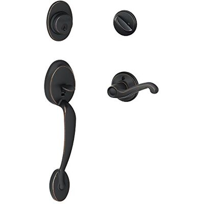 SCHLAGE Plymouth Juego de manijas de un solo cilindro y palanca de estilo izquierdo, bronce envejecido SCHLAGE Plymouth Juego de manijas de un solo cilindro y palanca de estilo izquierdo, bronce envejecido