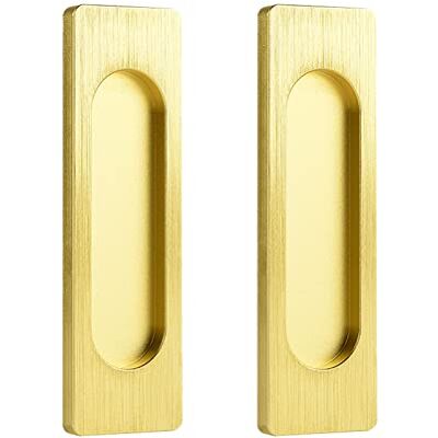 MOROBOR Juego de 2 tiradores de puerta corredera rectangulares autoadhesivos de aleación de aluminio sin perforación para puertas correderas de granero, ventanas y armarios (oro cepillado, 100 mm) MOROBOR Juego de 2 tiradores de puerta corredera rectangulares autoadhesivos de aleación de aluminio sin perforación para puertas correderas de granero, ventanas y armarios (oro cepillado, 100 mm)