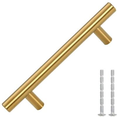 vidaXL Tiradores para Armarios 10 uds, Tiradores en Barra, Manijas de Cajones Muebles, Tiradores de Puerta Corredera, Acero Inoxidable Dorado 96 mm vidaXL Tiradores para Armarios 10 uds, Tiradores en Barra, Manijas de Cajones Muebles, Tiradores de Puerta Corredera, Acero Inoxidable Dorado 96 mm
