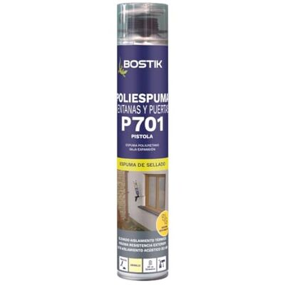 Bostik P701 POLIESPUMA VENTANAS Y PUERTAS Beige para Pistola, Espuma de Poliuretano de Baja Expansión, Alto Aislamiento Acústico y Térmico, Resistente a Temperaturas (-40ºC a +90ºC), Bote 750 ml Bostik P701 POLIESPUMA VENTANAS Y PUERTAS Beige para Pistola, Espuma de Poliuretano de Baja Expansión, Alto Aislamiento Acústico y Térmico, Resistente a Temperaturas (-40ºC a +90ºC), Bote 750 ml