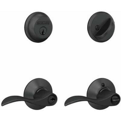 SCHLAGE FB50N G Acc 622 Cerradura de puerta de un solo cilindro y palanca de entrada con llave, color negro mate SCHLAGE FB50N G Acc 622 Cerradura de puerta de un solo cilindro y palanca de entrada con llave, color negro mate