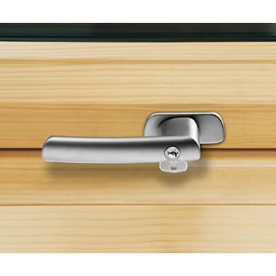 Roto Tirador de ventana original para ventanas de techo de la serie R6 y R8 de madera, bloqueable con llave, color plateado Roto Tirador de ventana original para ventanas de techo de la serie R6 y R8 de madera, bloqueable con llave, color plateado