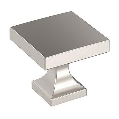 Amerock Pomo de gabinete de níquel satinado de 27 mm de longitud, paquete de 10 unidades, pedestal, herrajes para muebles Amerock Pomo de gabinete de níquel satinado de 27 mm de longitud, paquete de 10 unidades, pedestal, herrajes para muebles