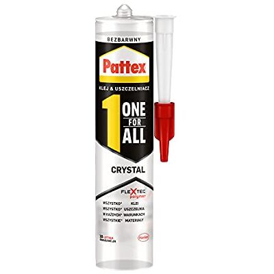 Pattex One for All Crystal, adhesivo transparente para vidrio y espejos, sellador transparente de alta calidad, adhesivo de montaje fuerte para una variedad de materiales, cartucho 1x290g Pattex One for All Crystal, adhesivo transparente para vidrio y espejos, sellador transparente de alta calidad, adhesivo de montaje fuerte para una variedad de materiales, cartucho 1x290g