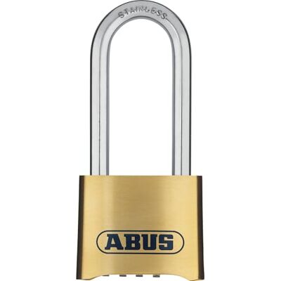 ABUS Candado de combinación 180IB/50HB63 con arco alto resistente a la intemperie con código numérico personalizable nivel de seguridad 5 color latón ABUS Candado de combinación 180IB/50HB63 con arco alto resistente a la intemperie con código numérico personalizable nivel de seguridad 5 color latón