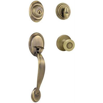 Kwikset 687DAXT 5 SMT CP Dakota Juego de manijas cilíndricas individuales con perilla Tylo con llave inteligente, latón envejecido Kwikset 687DAXT 5 SMT CP Dakota Juego de manijas cilíndricas individuales con perilla Tylo con llave inteligente, latón envejecido